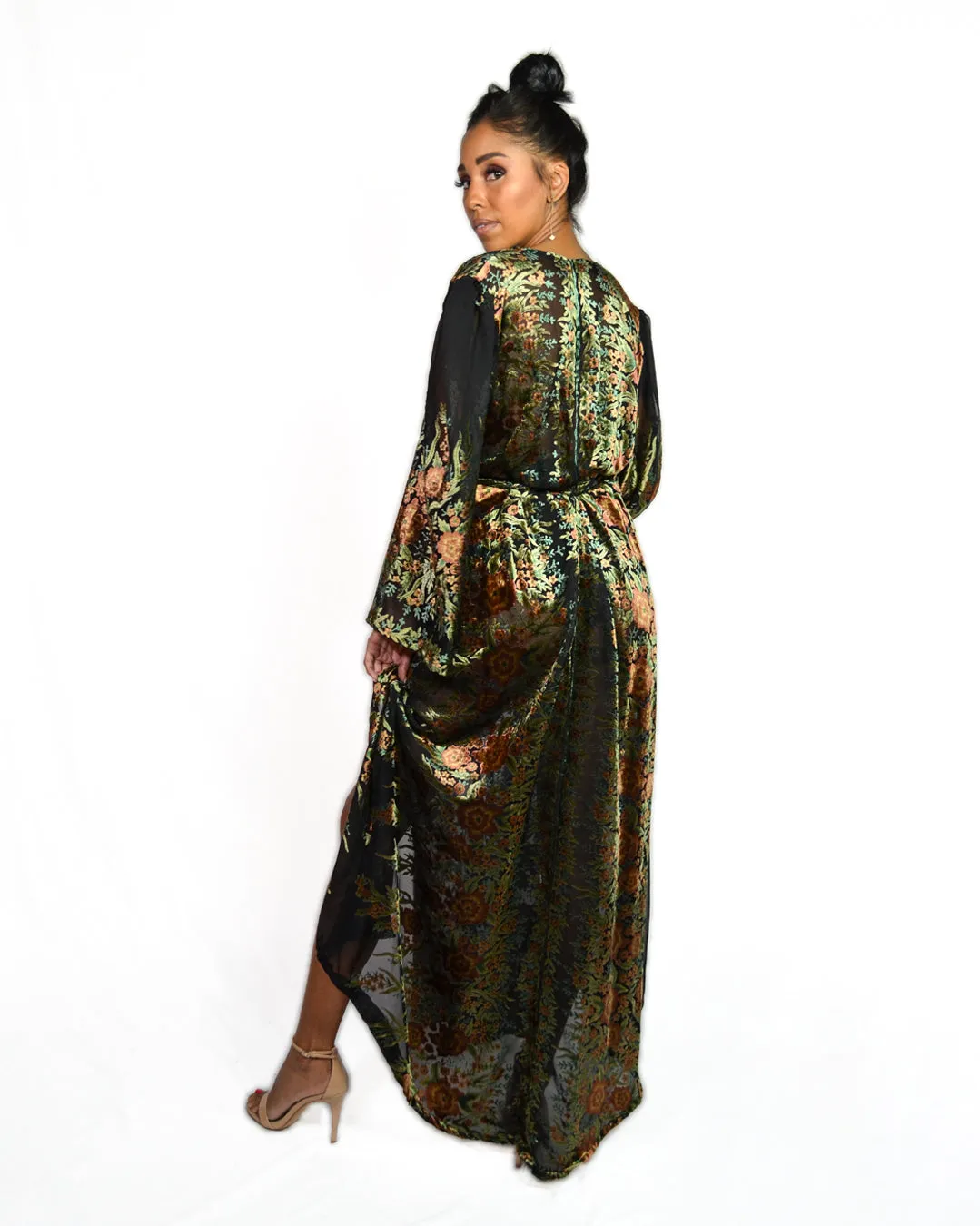 'Burnout Velvet' Kaftan Dress