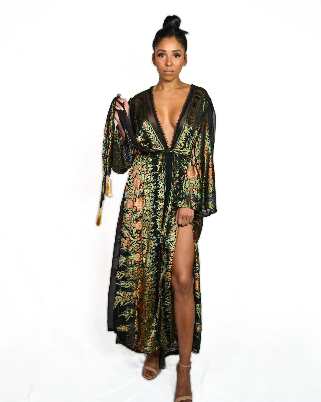 'Burnout Velvet' Kaftan Dress