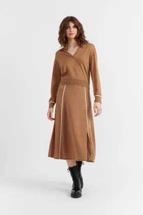 Camel Merino Jeanne Milano Skirt