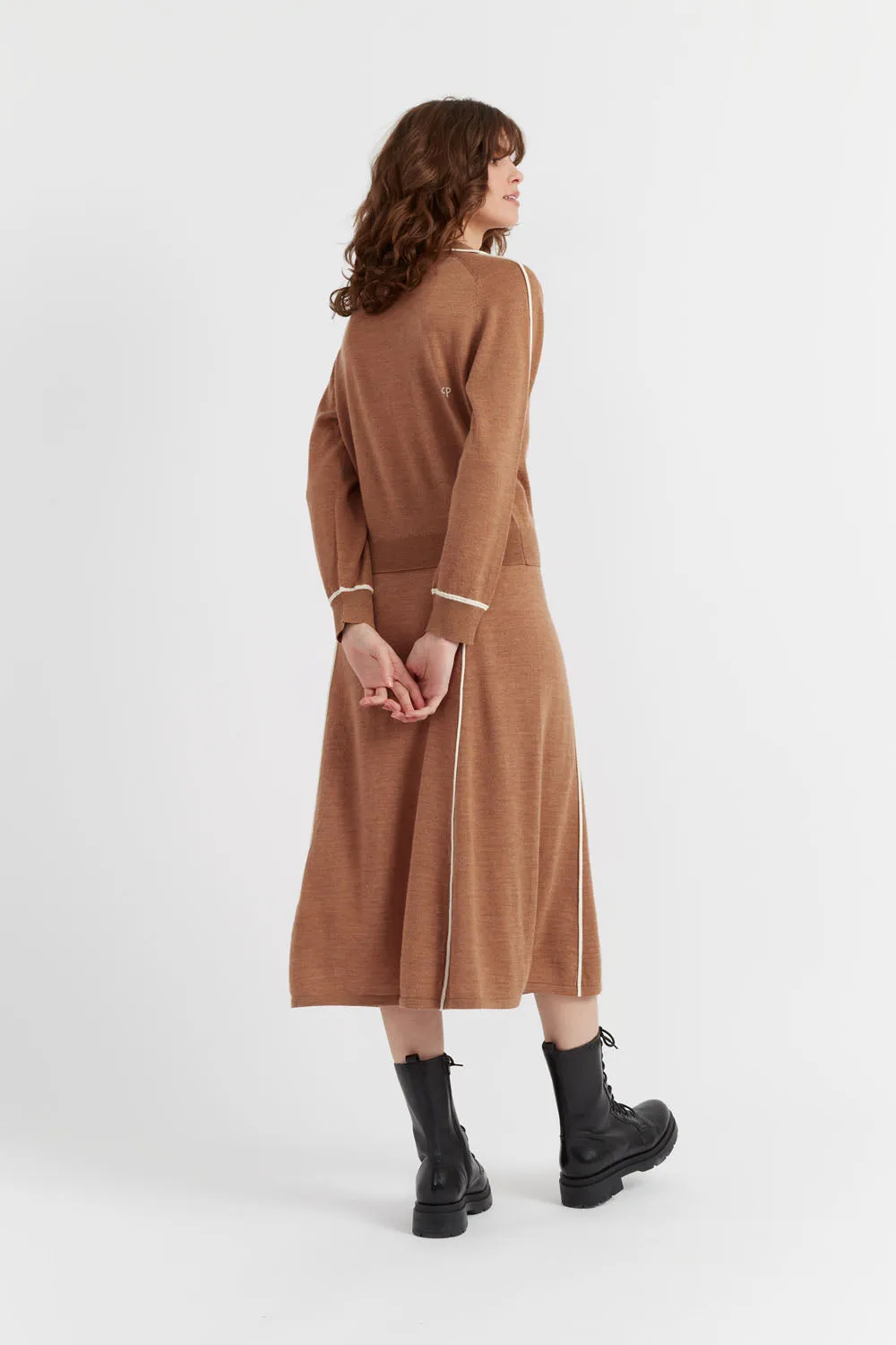 Camel Merino Jeanne Milano Skirt