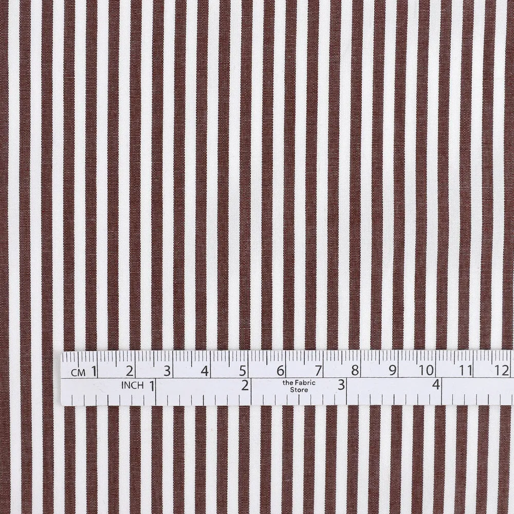 Candy Stripe Cotton Shirting - Chocolate