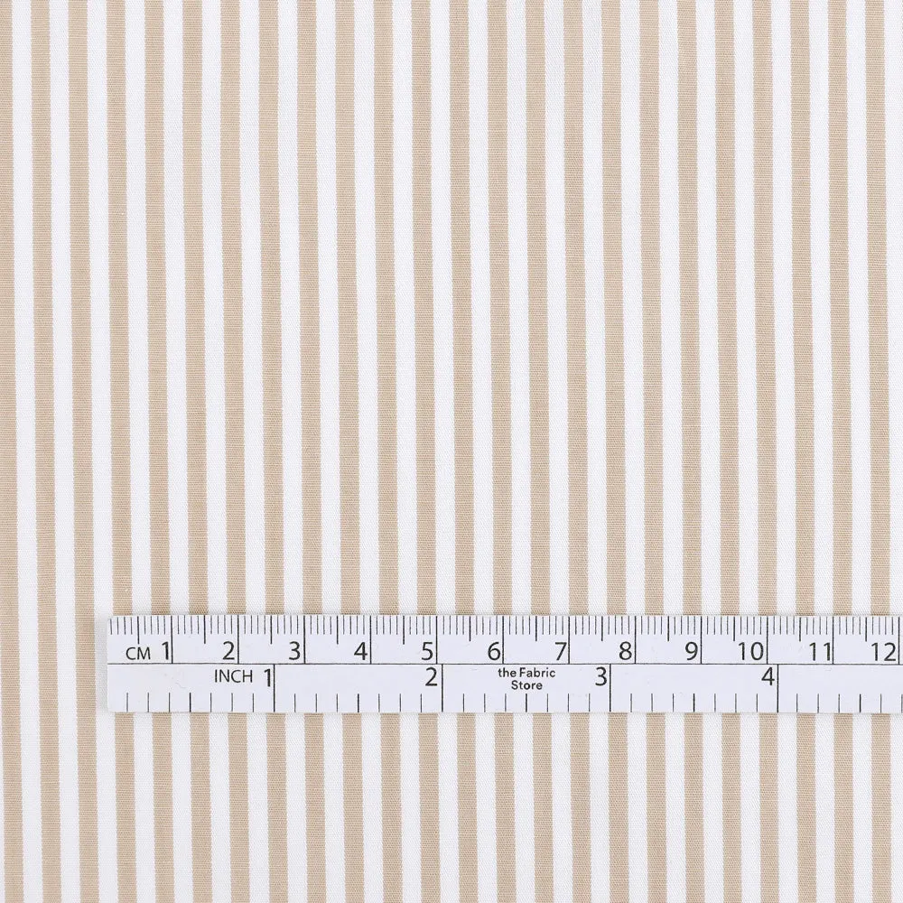 Candy Stripe Cotton Shirting - Crema