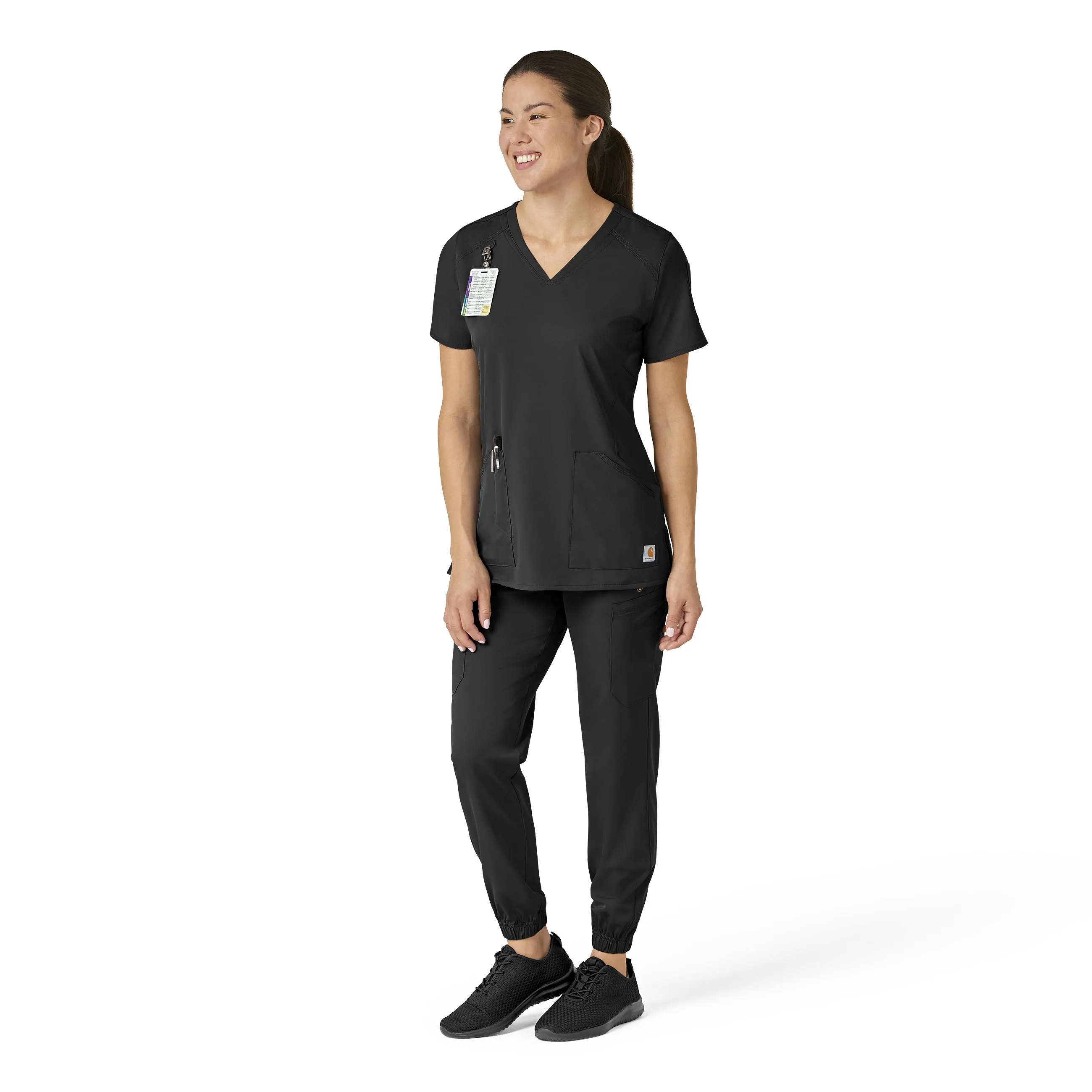 Carhartt Force Liberty Women's Multi-Pocket V-Neck Scrub Top - Black