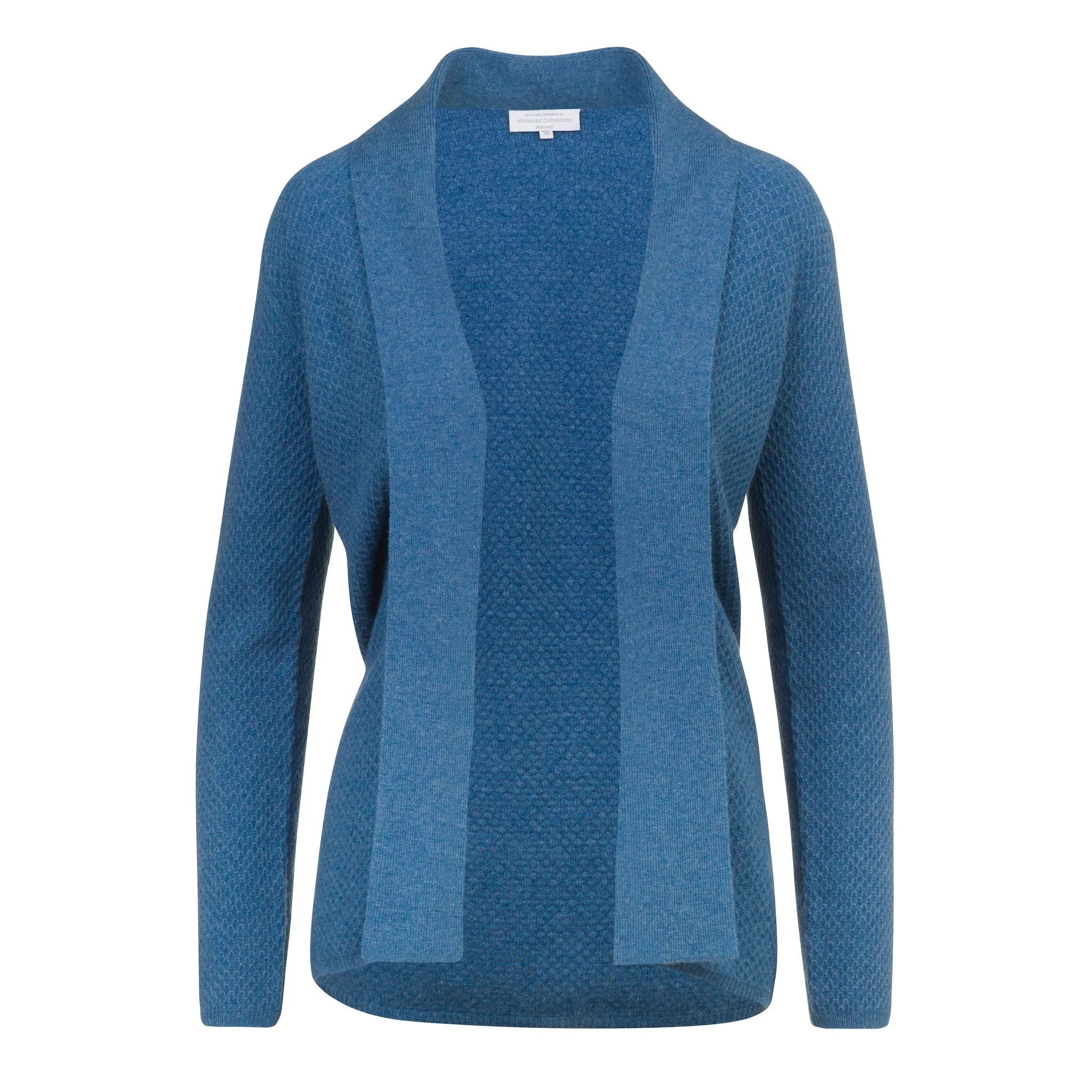 Cashmere Cardigan Honeycomb Stitch in Denim Blue