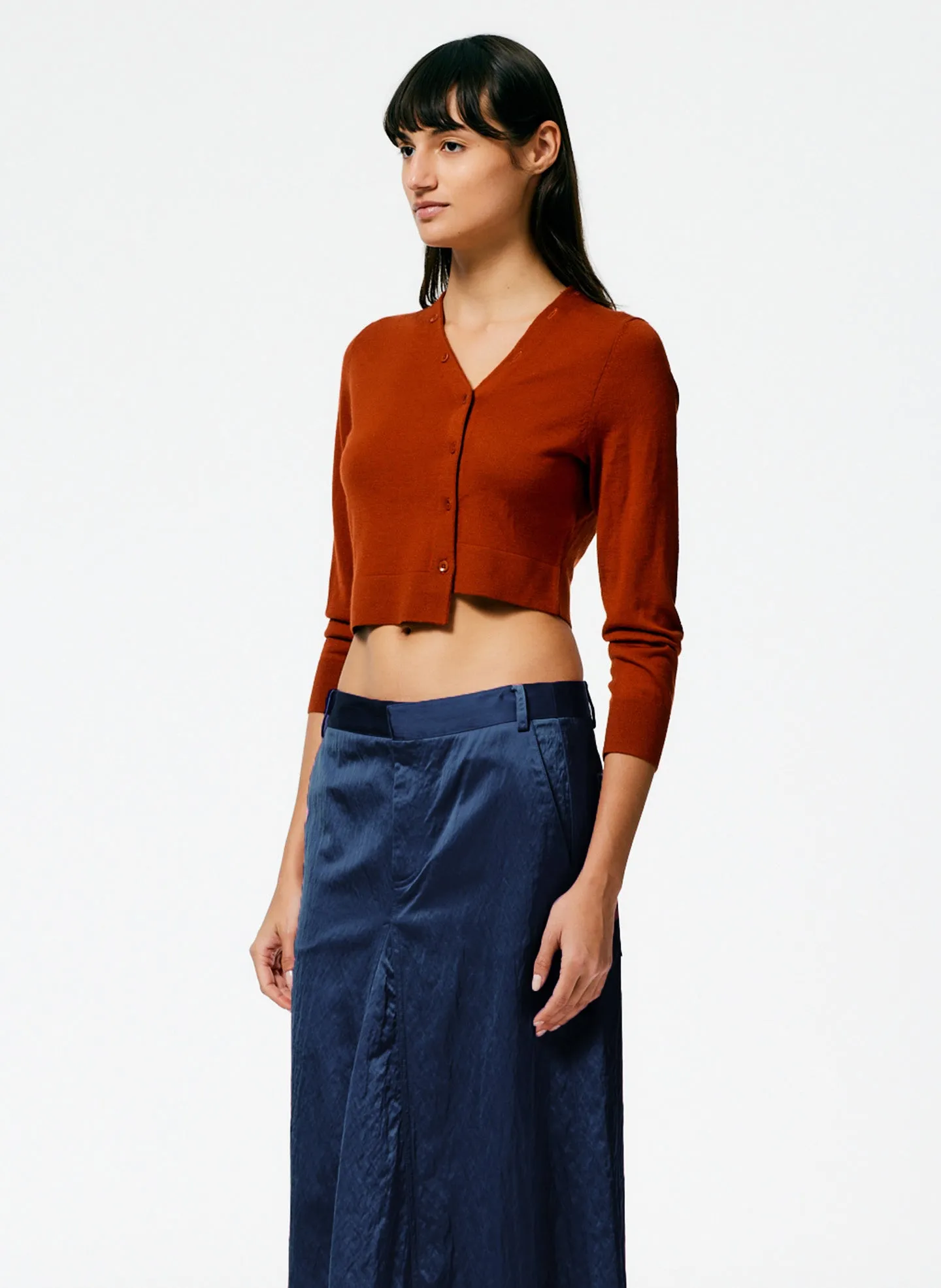 Cashmere Silk Super Cropped Asymmetrical Cardigan