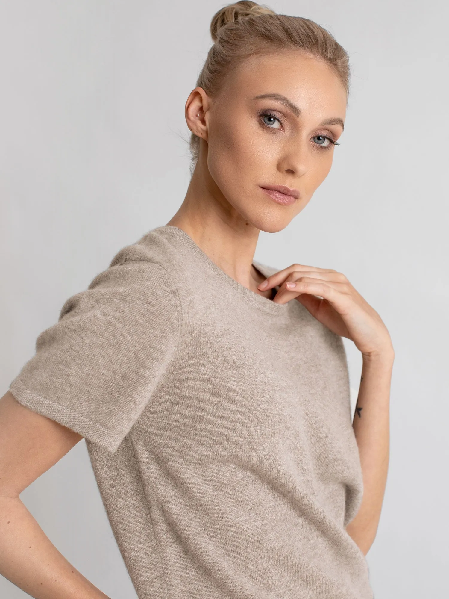 Cashmere T-shirt "Fresh" - toast