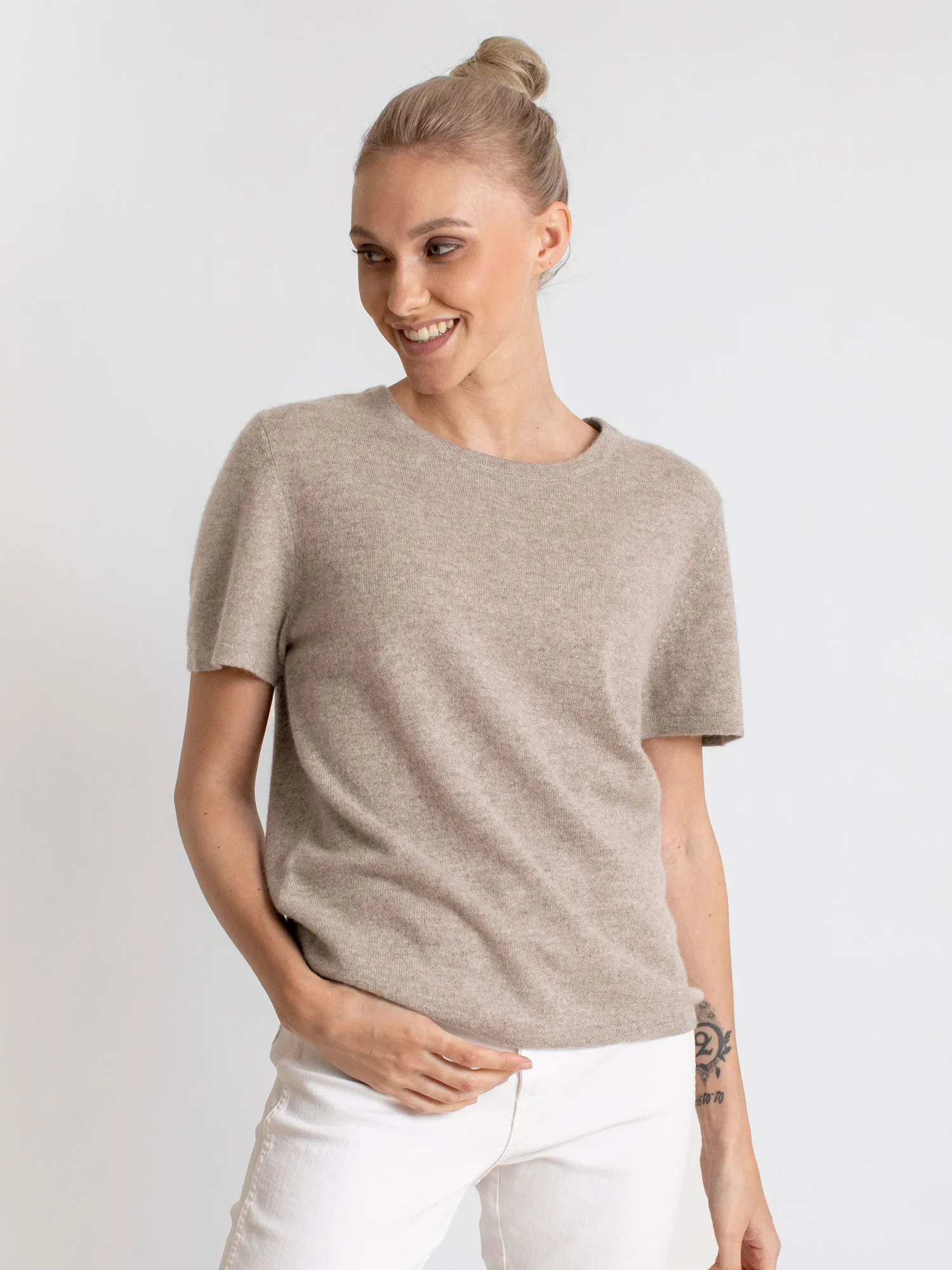 Cashmere T-shirt "Fresh" - toast