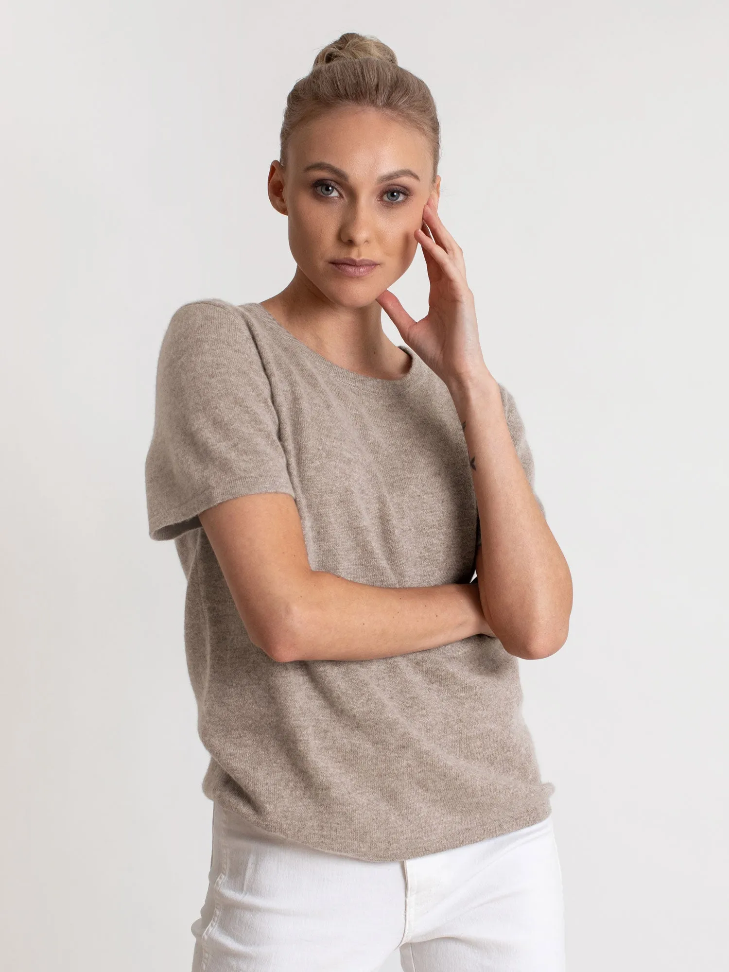 Cashmere T-shirt "Fresh" - toast