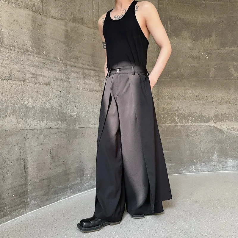 Casual Fake Two Piece Straight Leg Loose Wide Leg Pants