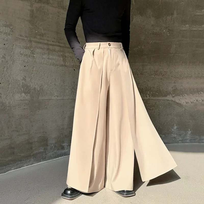 Casual Fake Two Piece Straight Leg Loose Wide Leg Pants