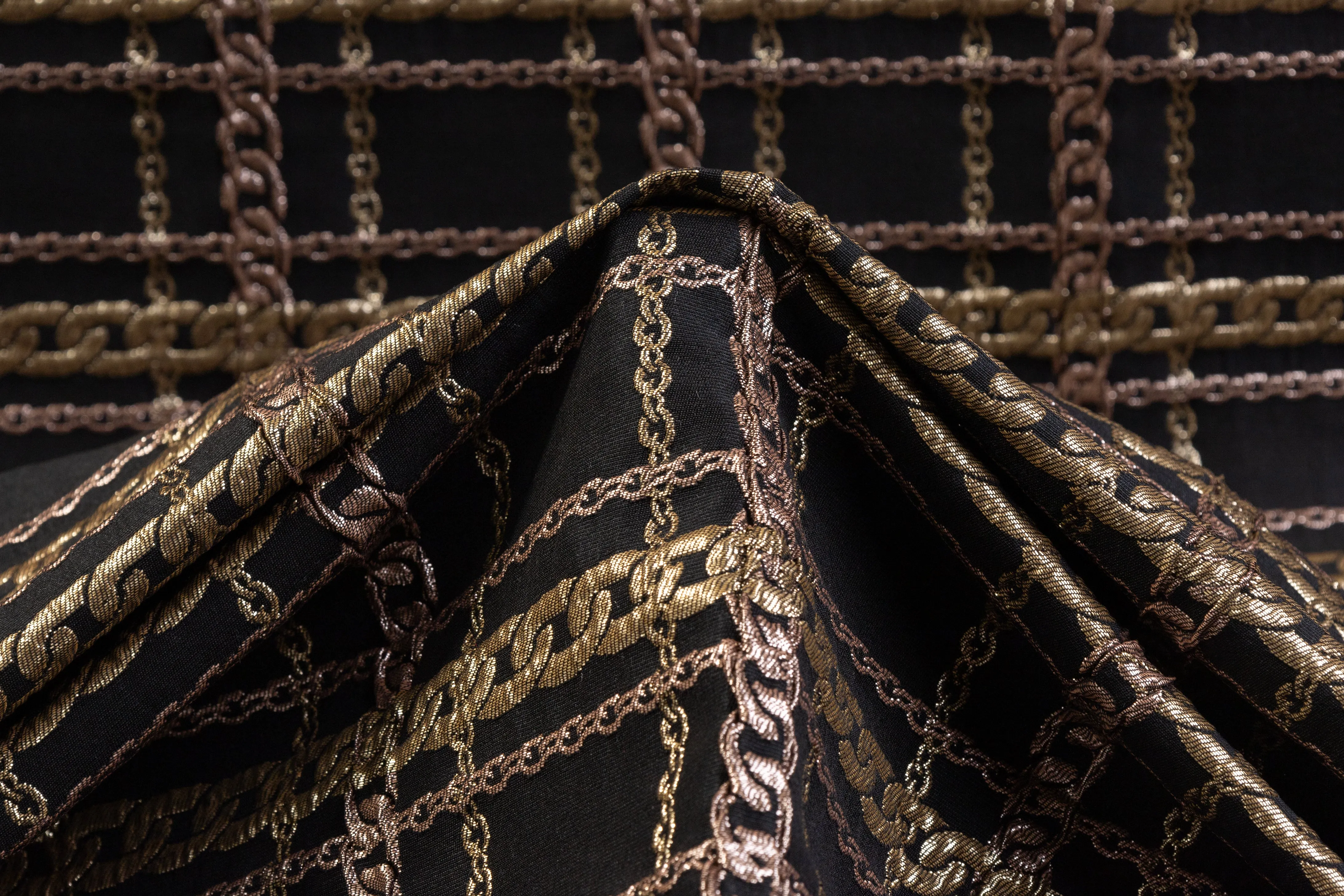 Chain Metallic Brocade - Black / Gold / Rose Gold