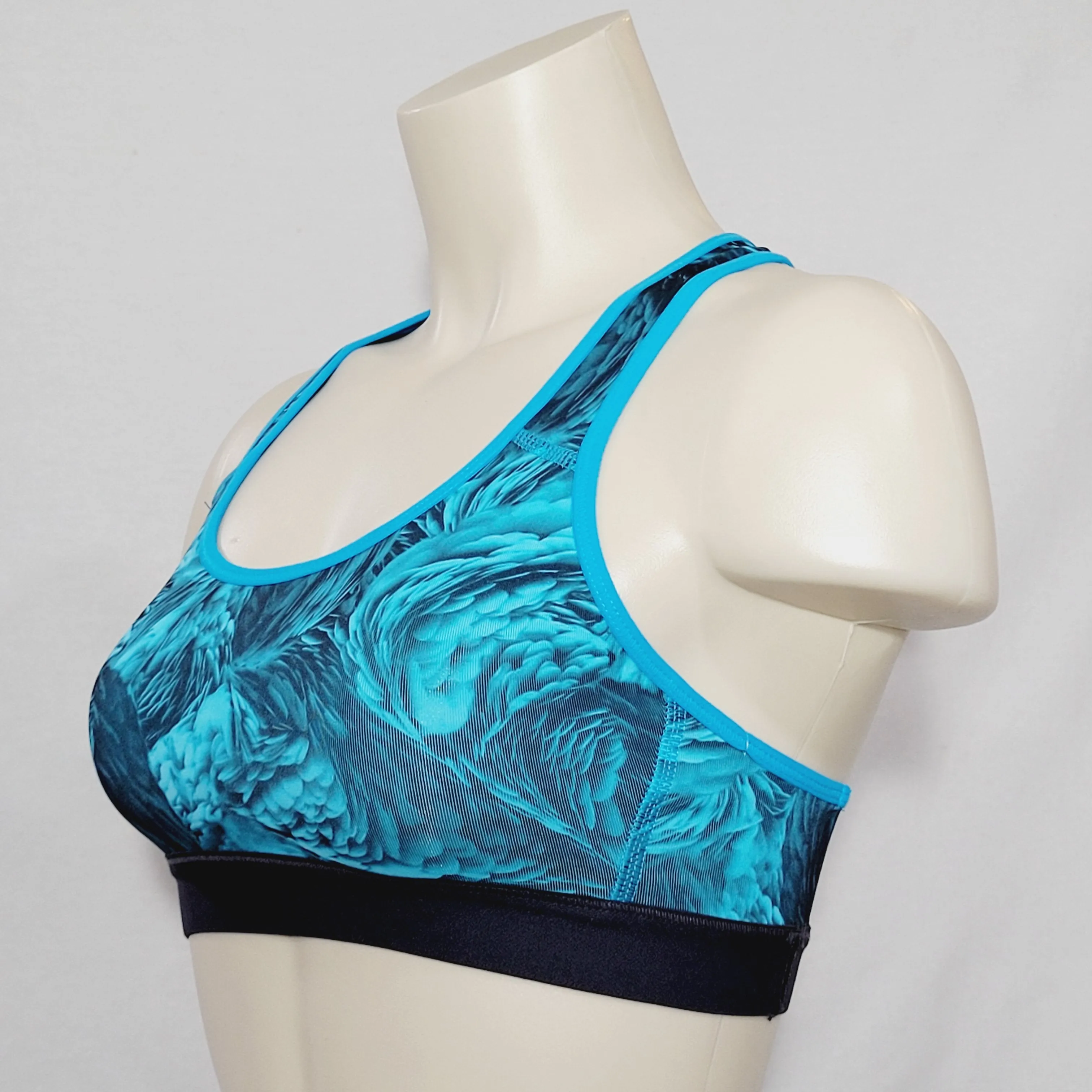 Champion C9 N9649 Power Core Wire Free Sports Bra SMALL Blue Feathers Swirl