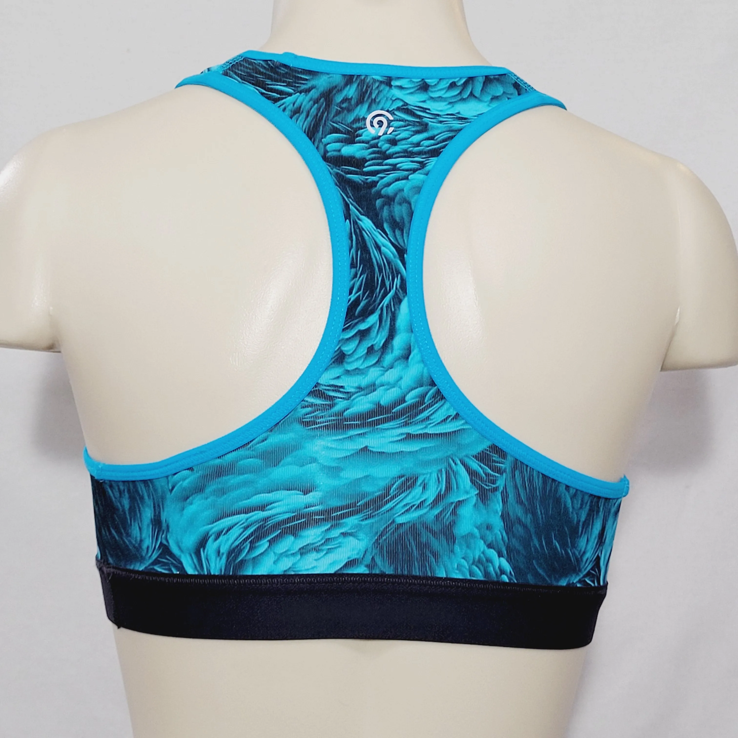 Champion C9 N9649 Power Core Wire Free Sports Bra SMALL Blue Feathers Swirl