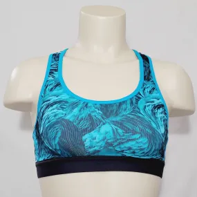 Champion C9 N9649 Power Core Wire Free Sports Bra SMALL Blue Feathers Swirl