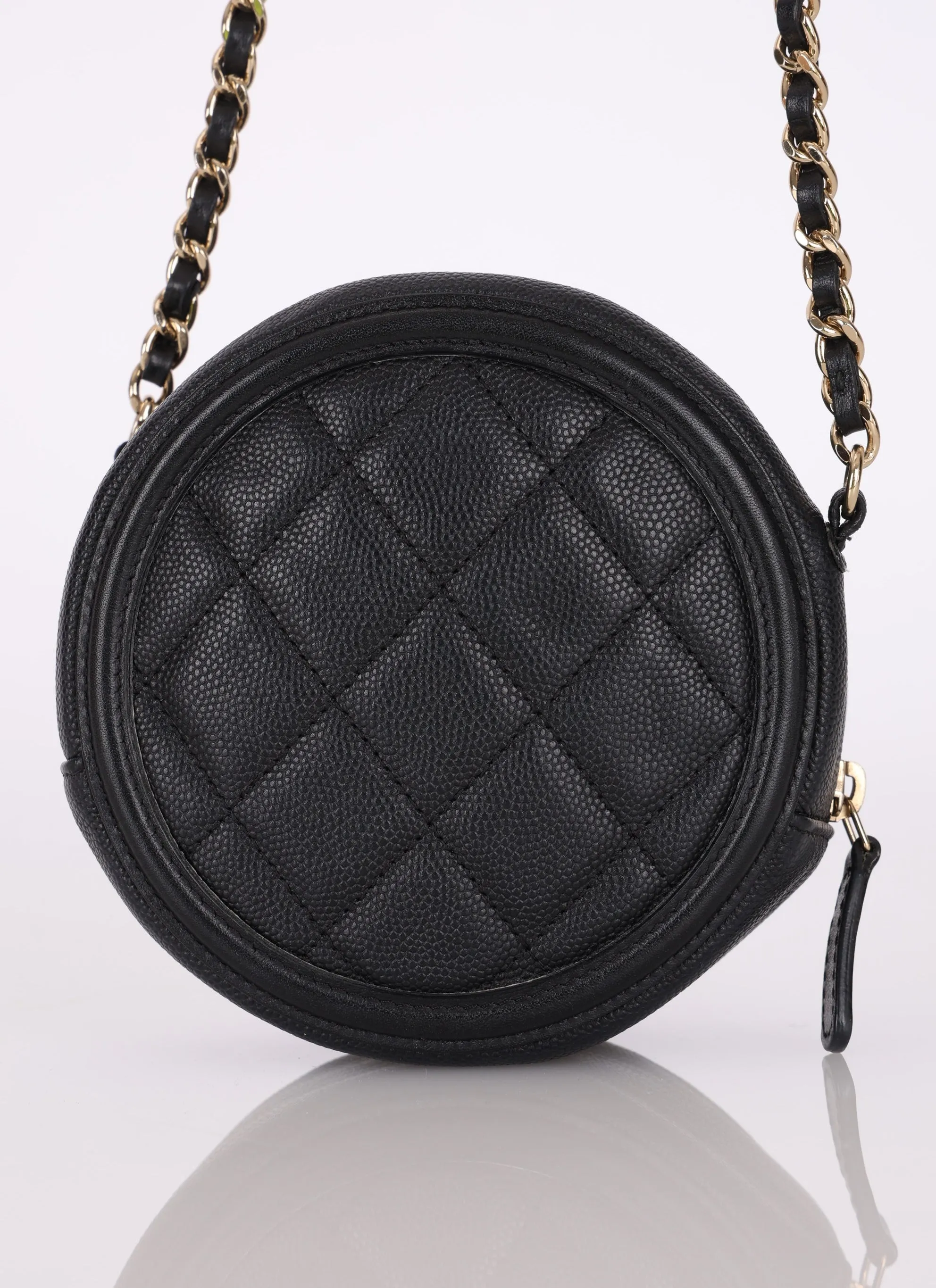 Chanel 2019 Caviar Filigree Round Crossbody