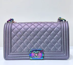 Chanel Boy Bag Old Medium Calfskin Purple