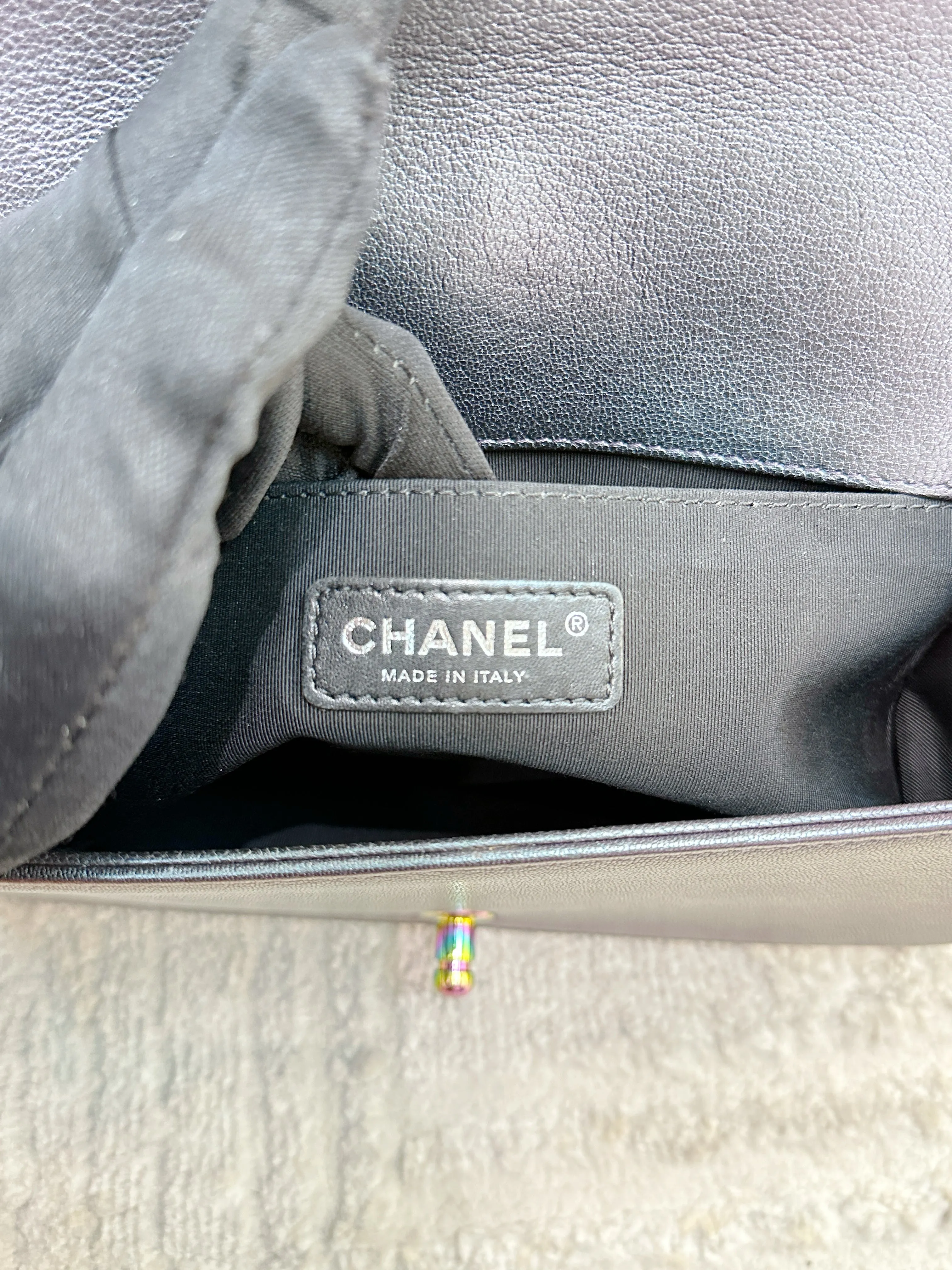 Chanel Boy Bag Old Medium Calfskin Purple