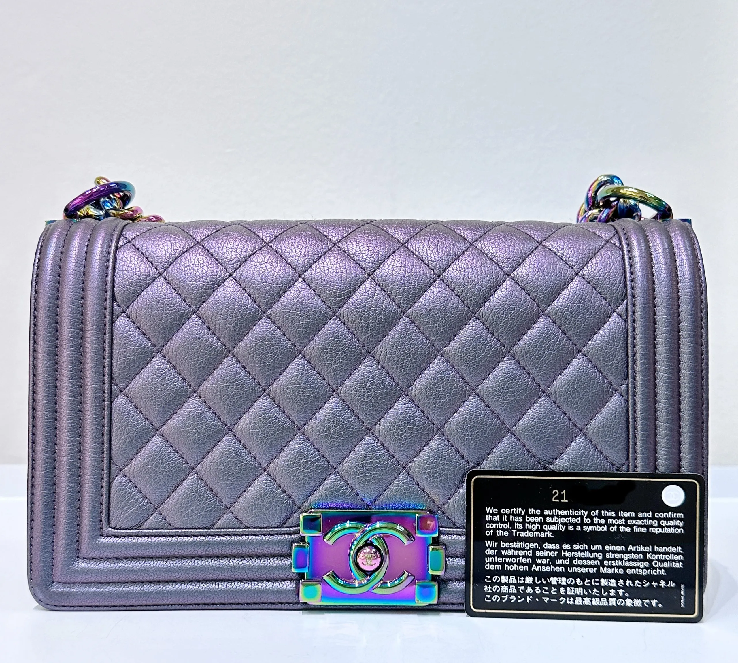 Chanel Boy Bag Old Medium Calfskin Purple