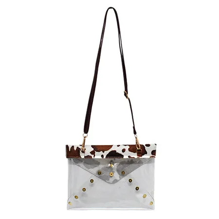 Clear Brown Cow Fashion Stadium Cross Body Bag