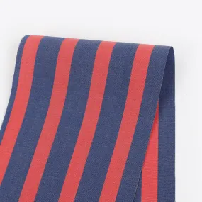 Club Stripe Cotton Shirting - Navy / Red