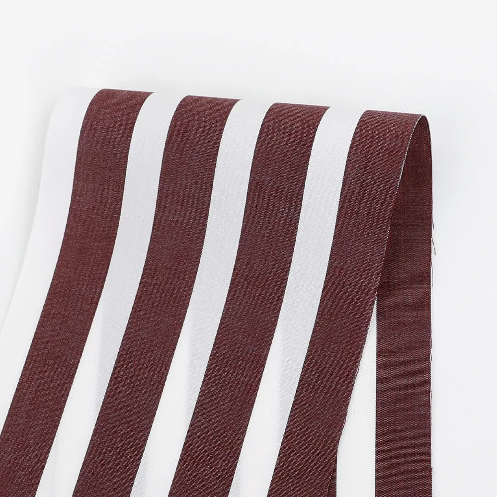 Club Stripe Cotton Shirting - White / Wine