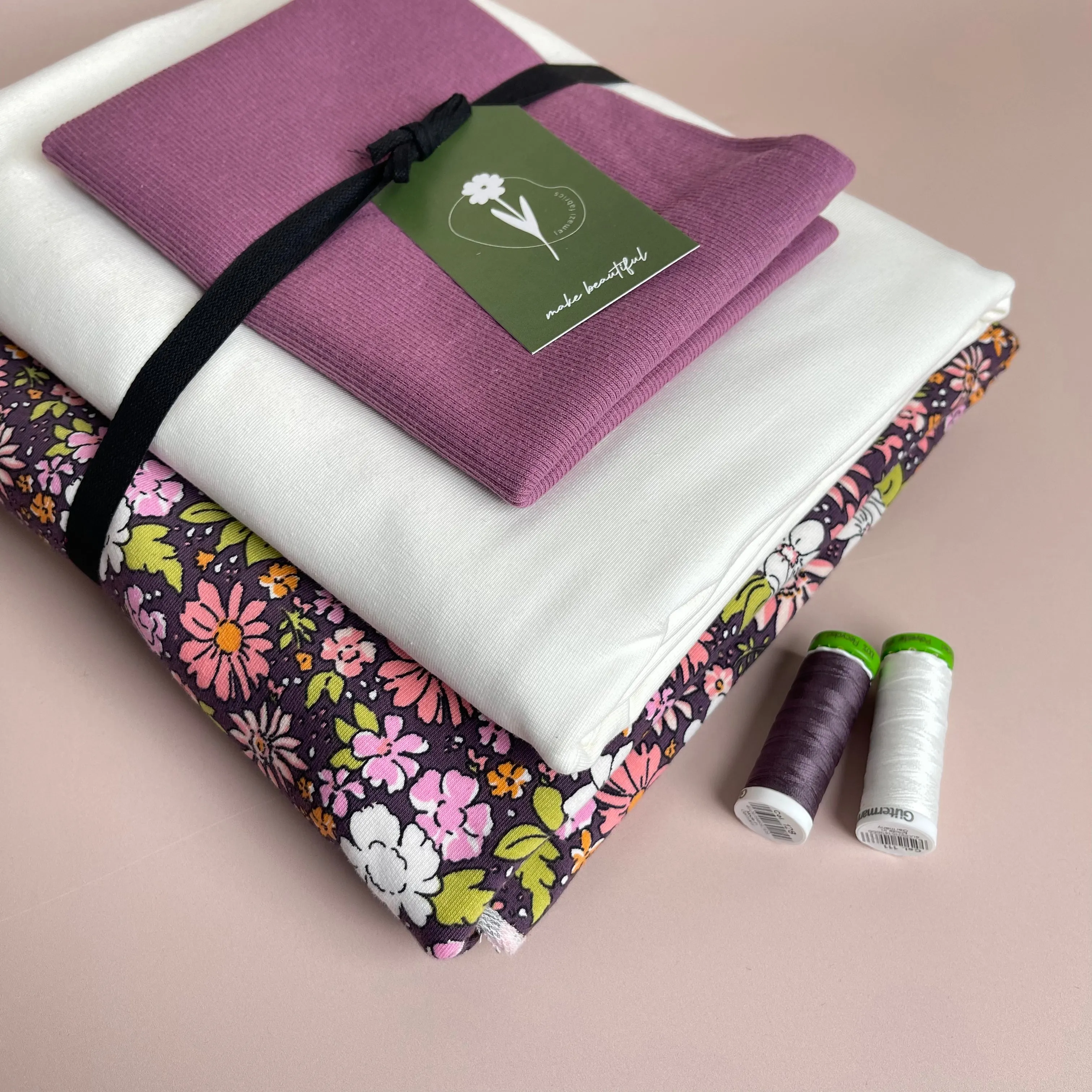 Colour Bundles - Graphic Meadow Cotton French Terry and Jersey with Ribbing