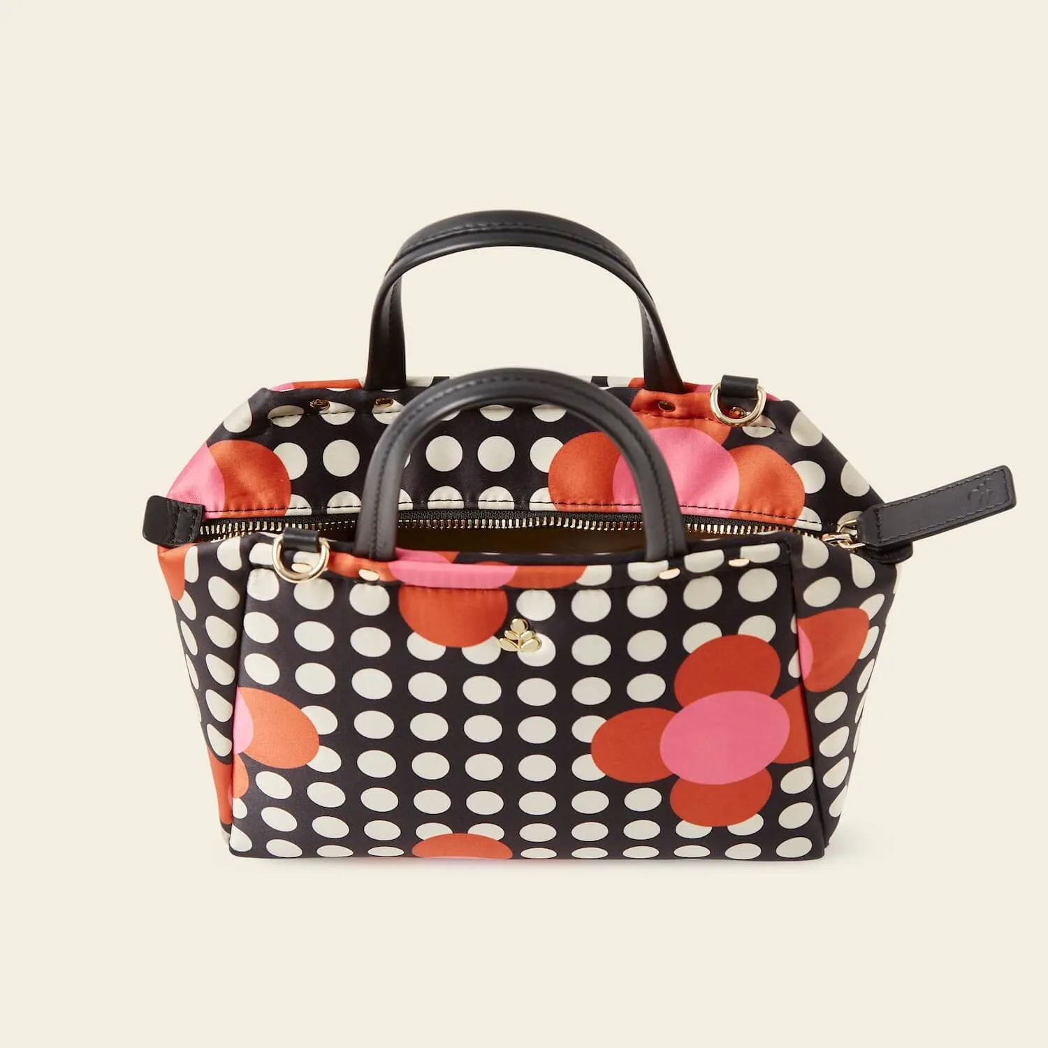 Concertina Crossbody Tote - Fuchsia Flower Polka Dot