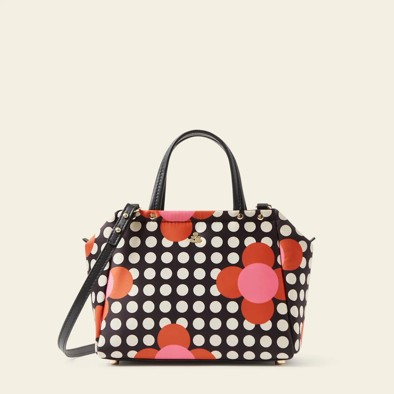 Concertina Crossbody Tote - Fuchsia Flower Polka Dot