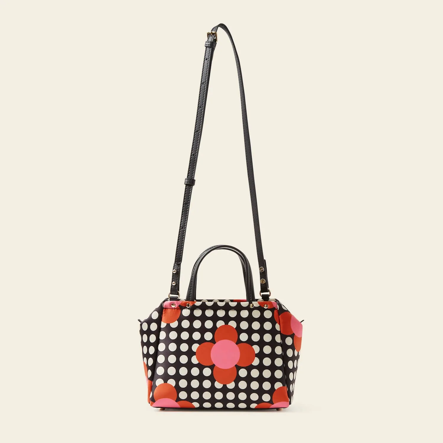 Concertina Crossbody Tote - Fuchsia Flower Polka Dot