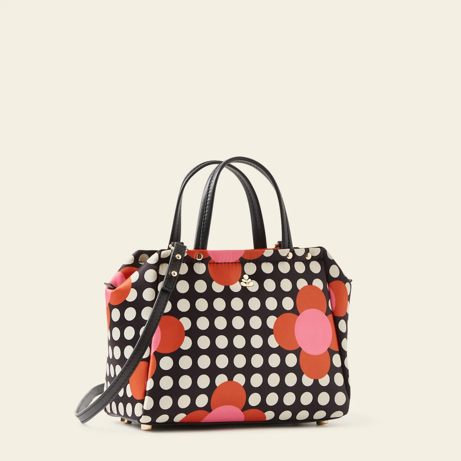 Concertina Crossbody Tote - Fuchsia Flower Polka Dot