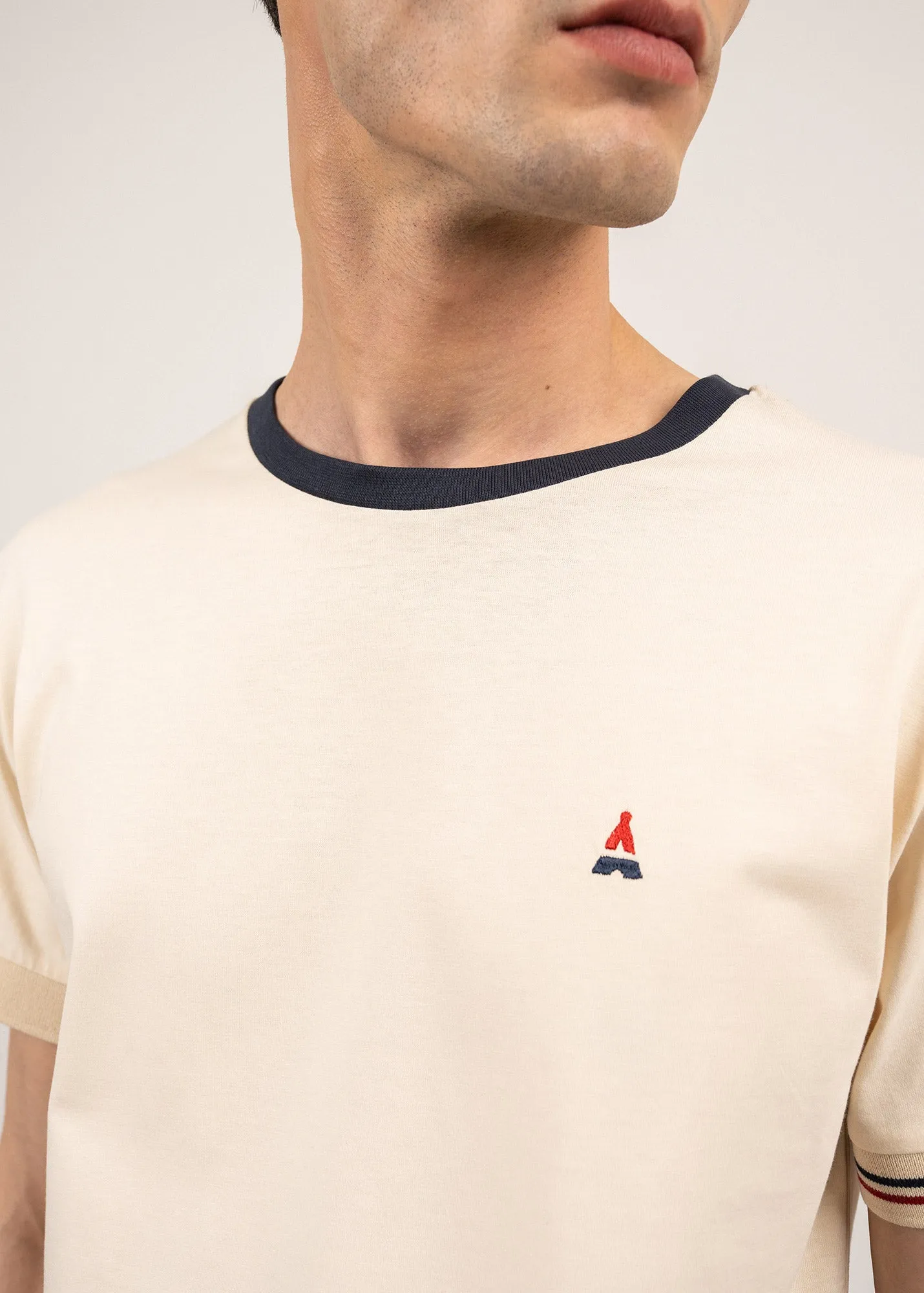 Constant plain t-shirt- SAINT JAMES x Maison FT (ECUME/MARINE)