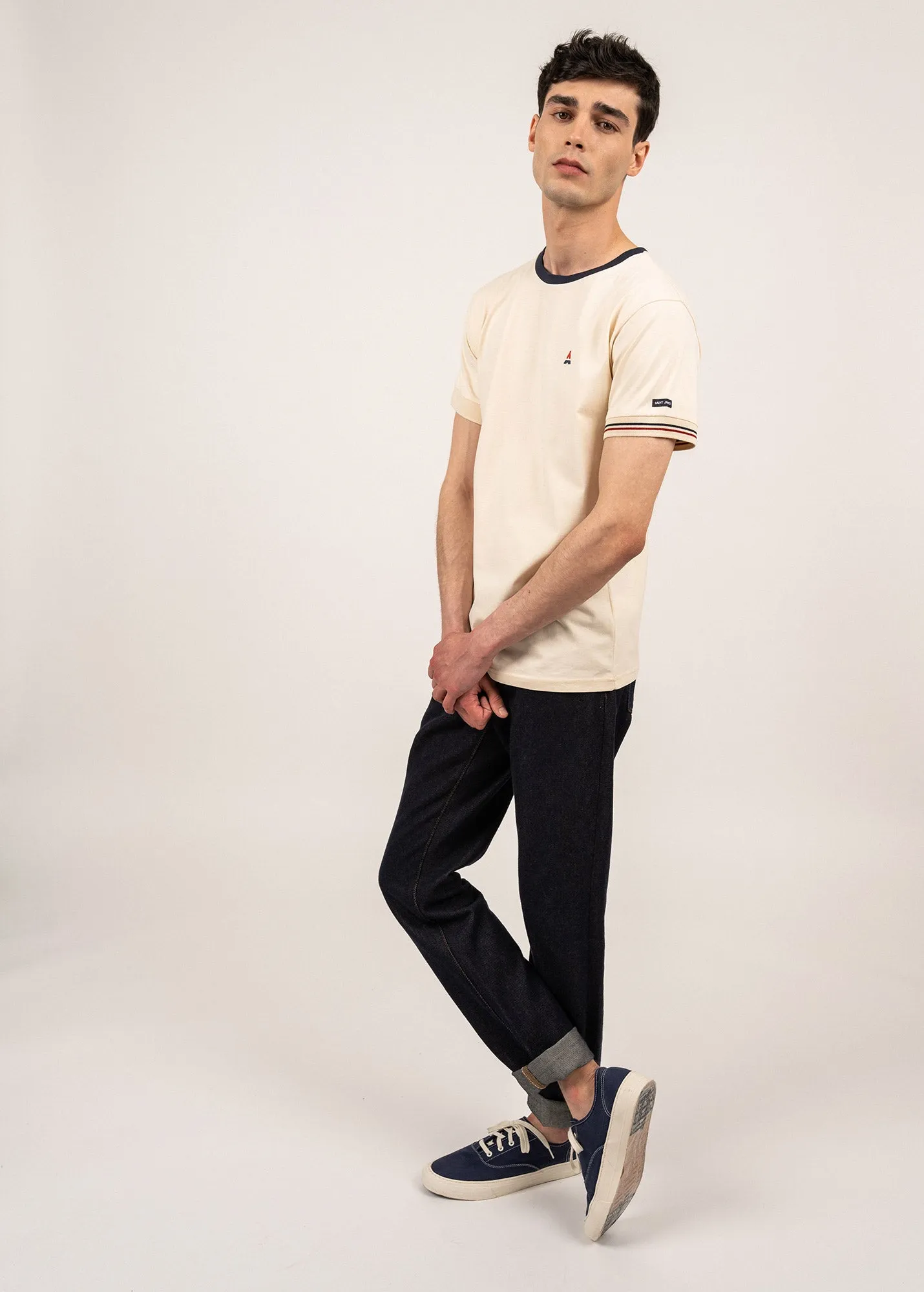 Constant plain t-shirt- SAINT JAMES x Maison FT (ECUME/MARINE)