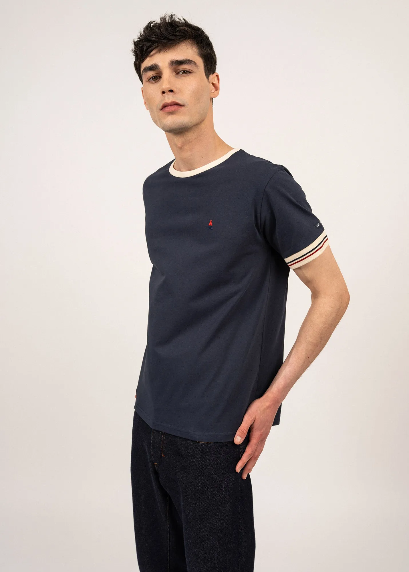 Constant plain t-shirt- SAINT JAMES x Maison FT (MARINE/ECUME)