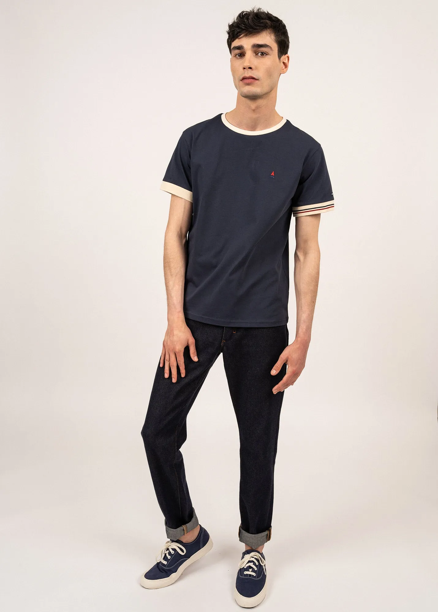 Constant plain t-shirt- SAINT JAMES x Maison FT (MARINE/ECUME)