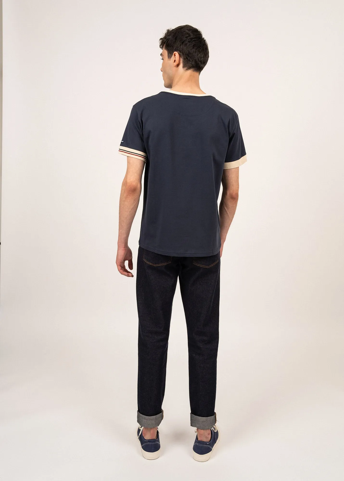 Constant plain t-shirt- SAINT JAMES x Maison FT (MARINE/ECUME)