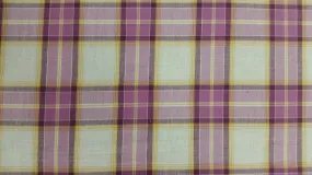 COTTON LAWN YARN DYED PLAID DSN-5 NON-STRETCHED WOVEN - SHIRTING FABRIC <br><h6>4-PUR/YEL/OFFWH<br>250E-CLWNP SN#5</h6>