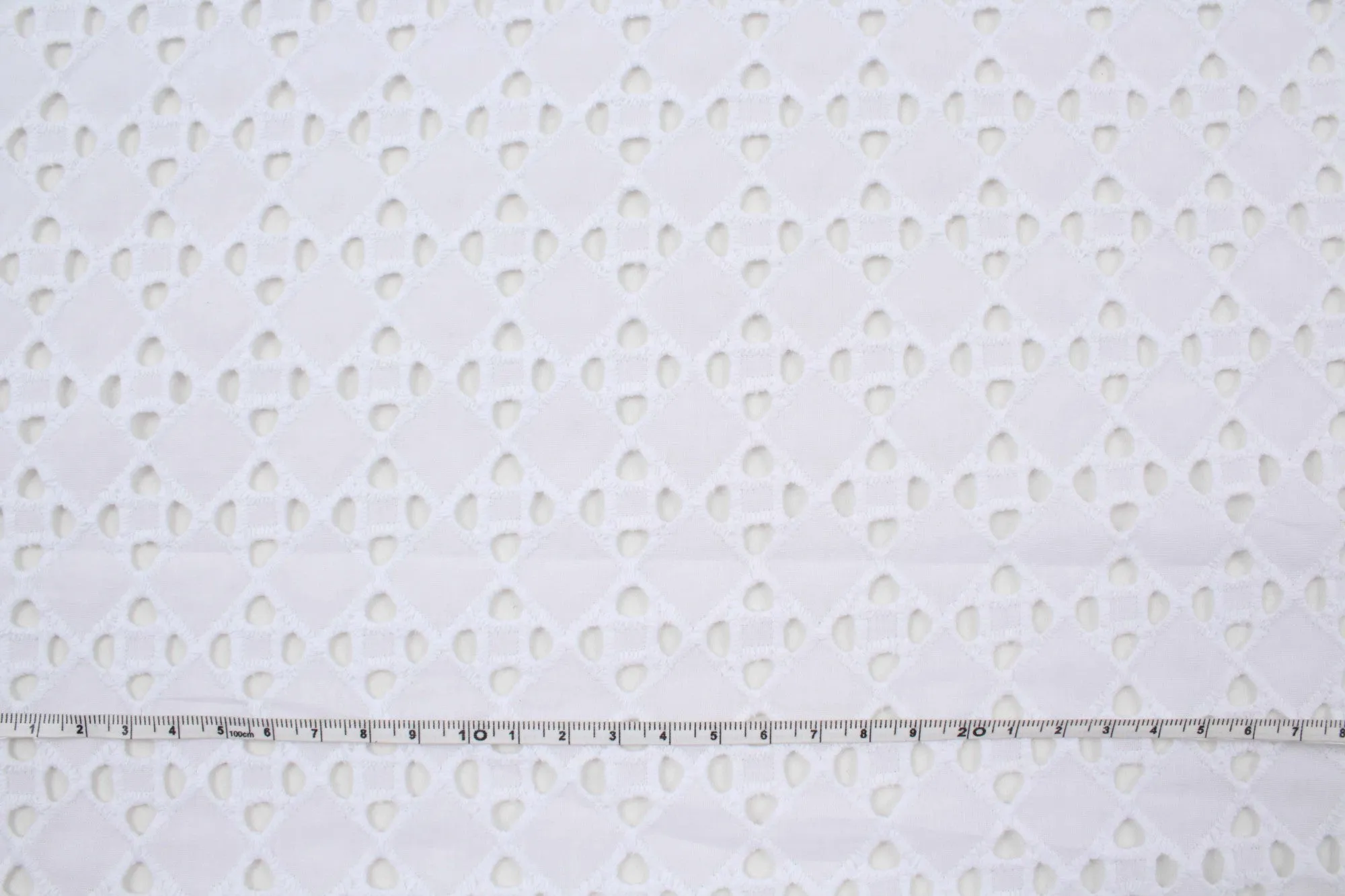 Cotton Rhombus Embroidery - Optical White