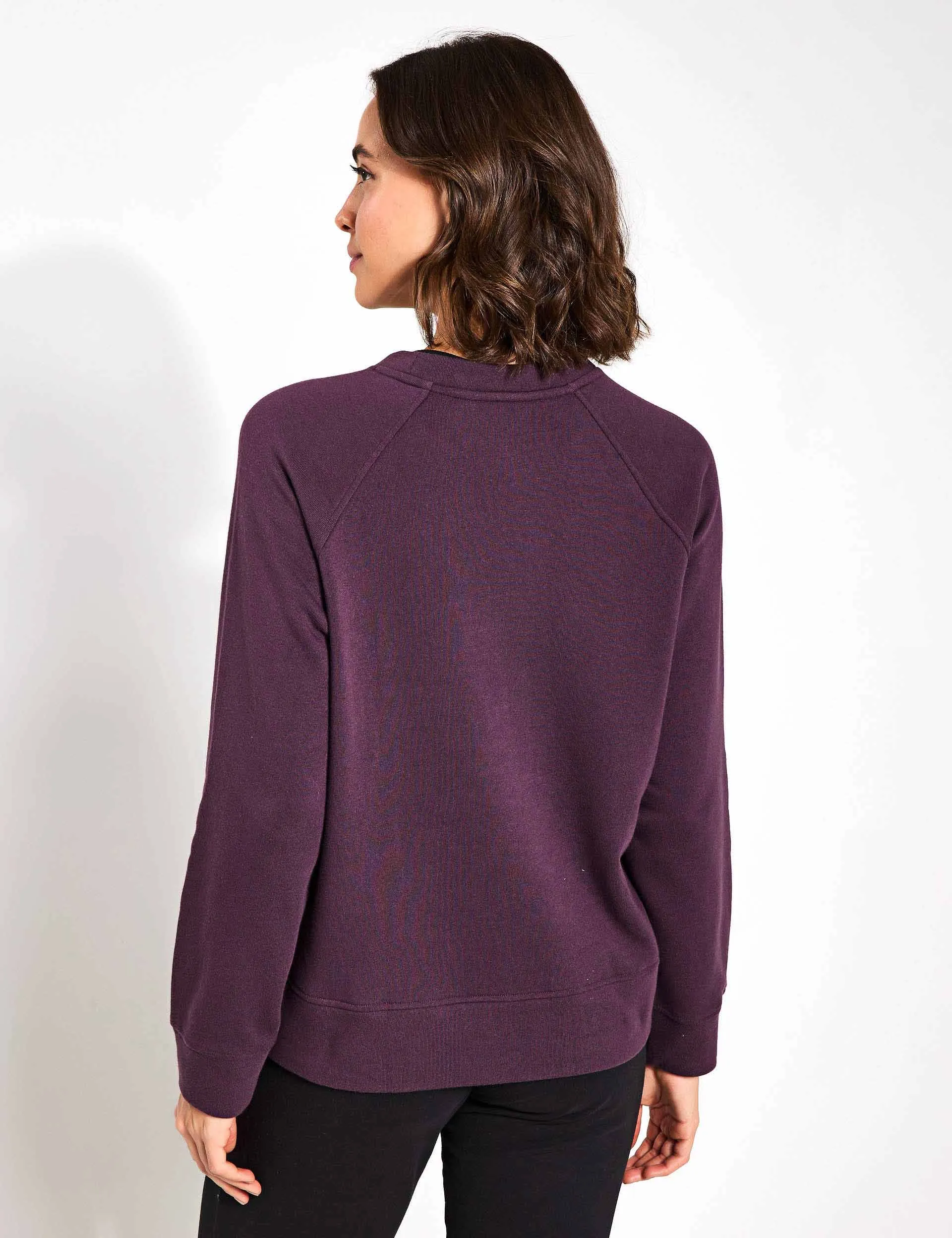 Cotton Rich Crew Neck Sweatshirt - Blackberry