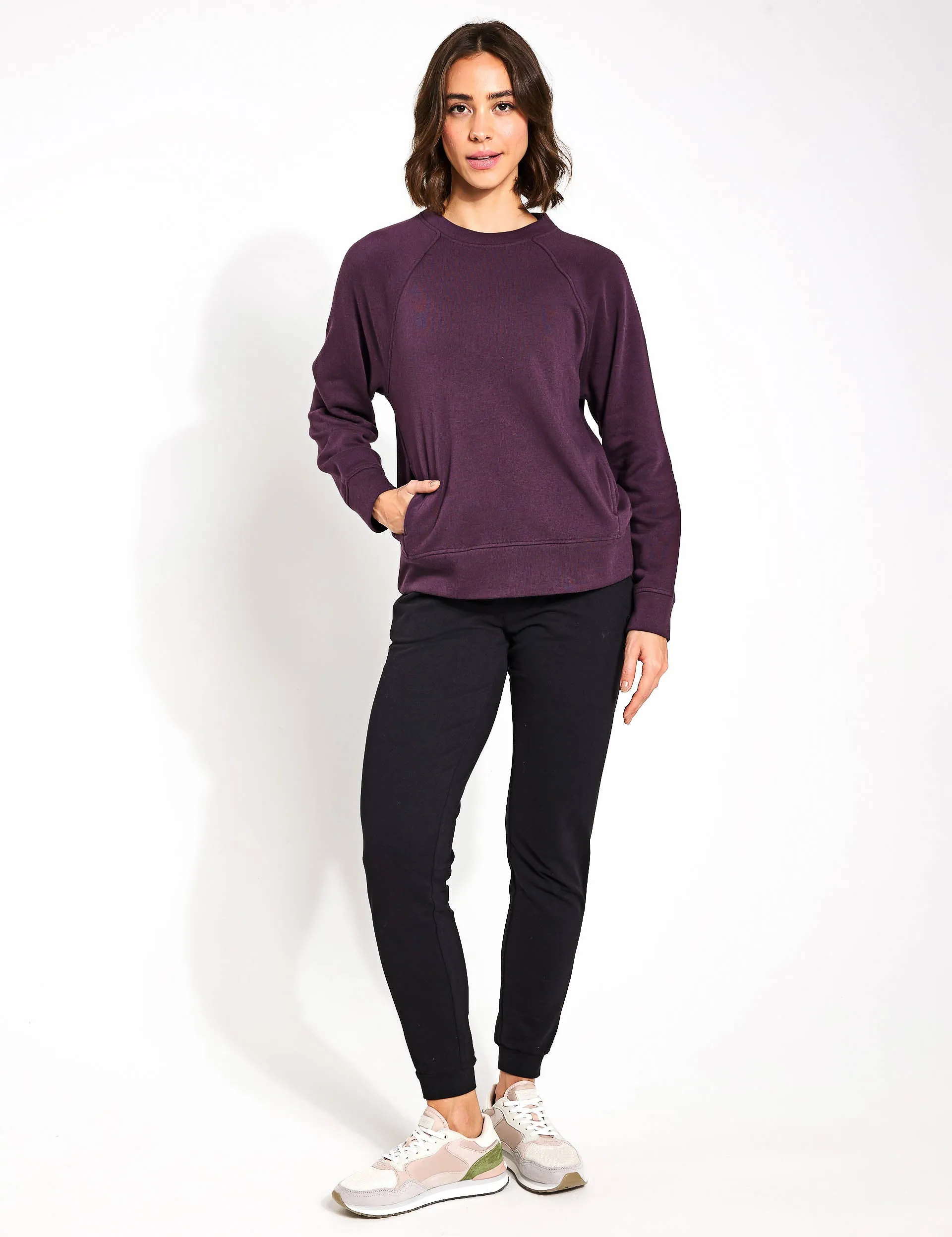 Cotton Rich Crew Neck Sweatshirt - Blackberry