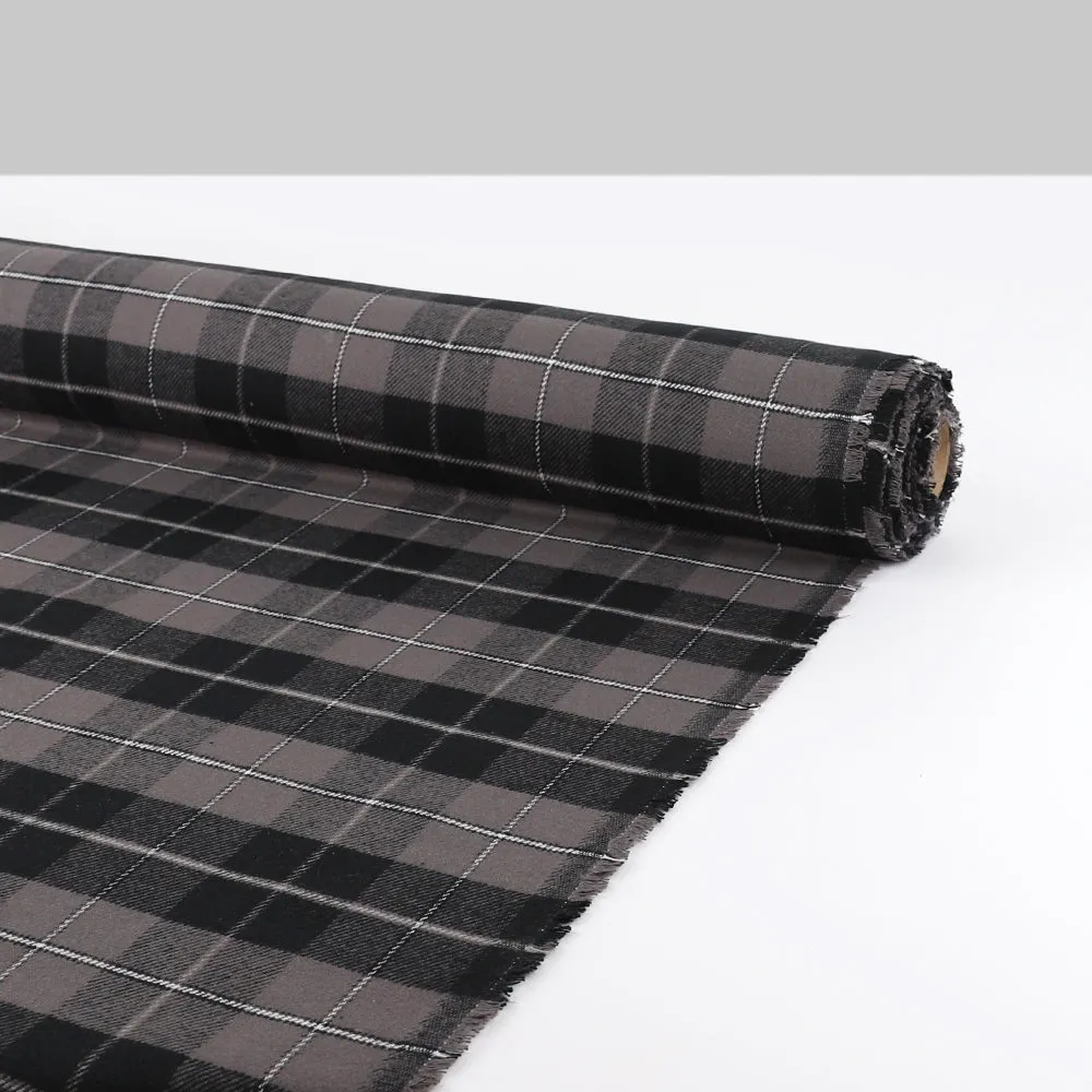 Cotton Twill Plaid Flannelette - Dark Grey Mix