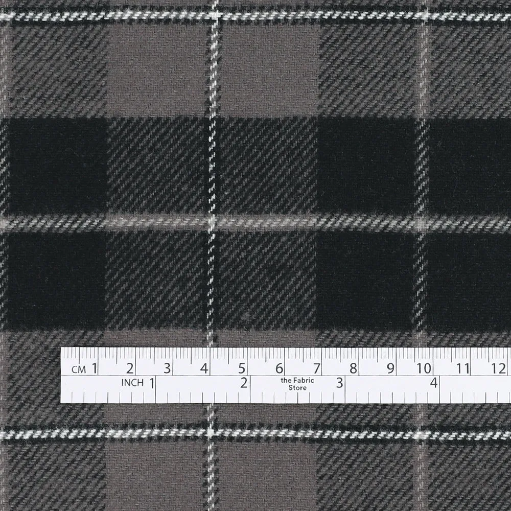 Cotton Twill Plaid Flannelette - Dark Grey Mix