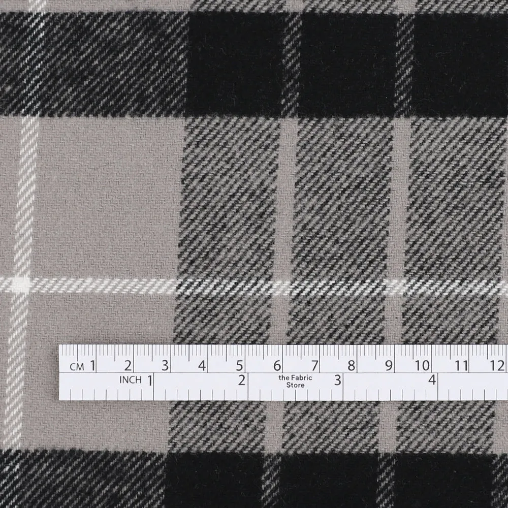 Cotton Twill Plaid Flannelette - Light Grey Mix