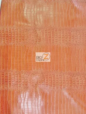 Crush Orange Big Nile Crocodile Vinyl Fabric / Sold By The Yard