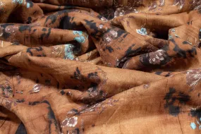 Crushed Abstract Floral Cotton Voile - Brown