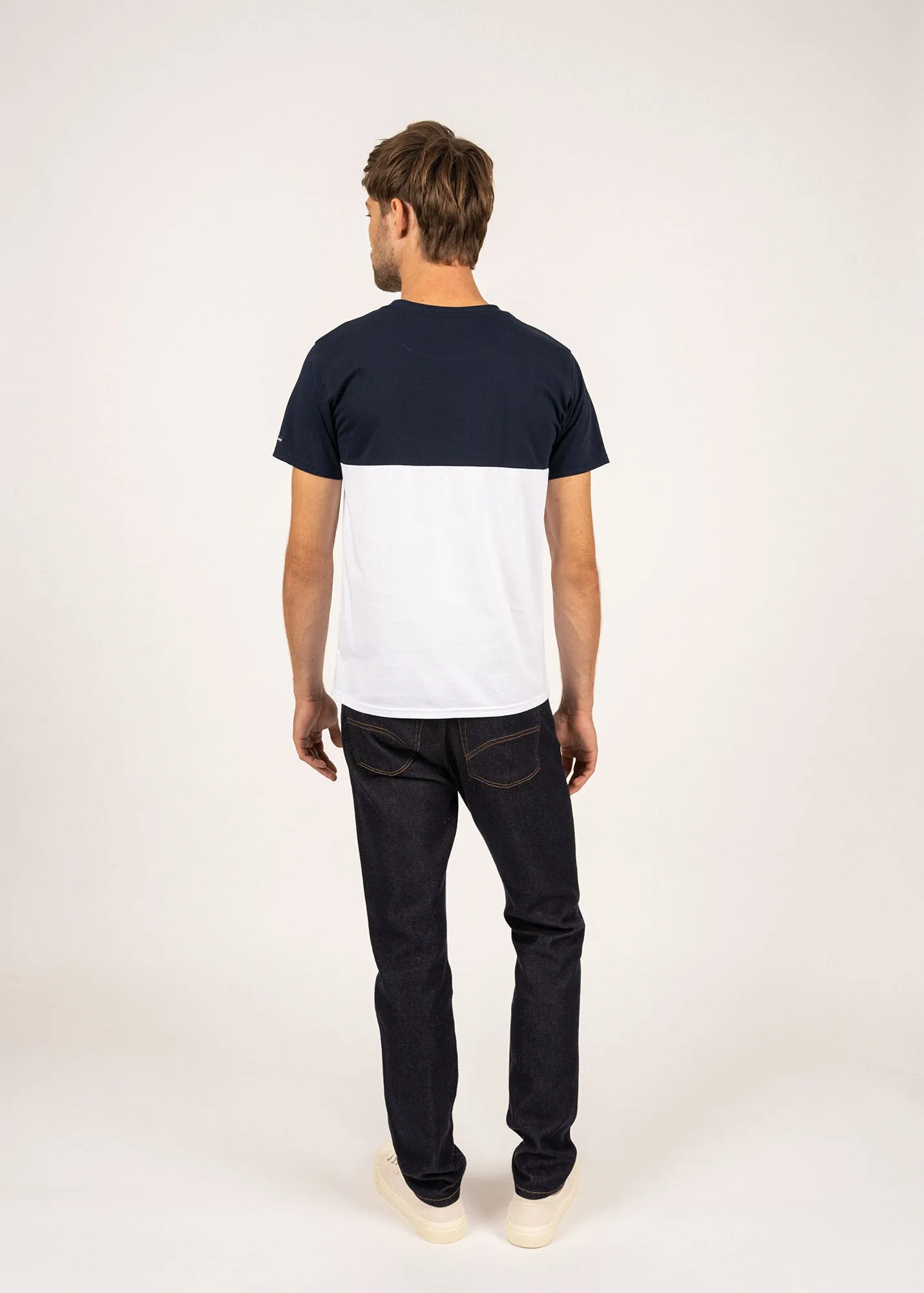 CYRIAC - Tricolor T-Shirt by Maison FT | 100% Cotton (WHITE / NAVY / LIGHT BLUE)