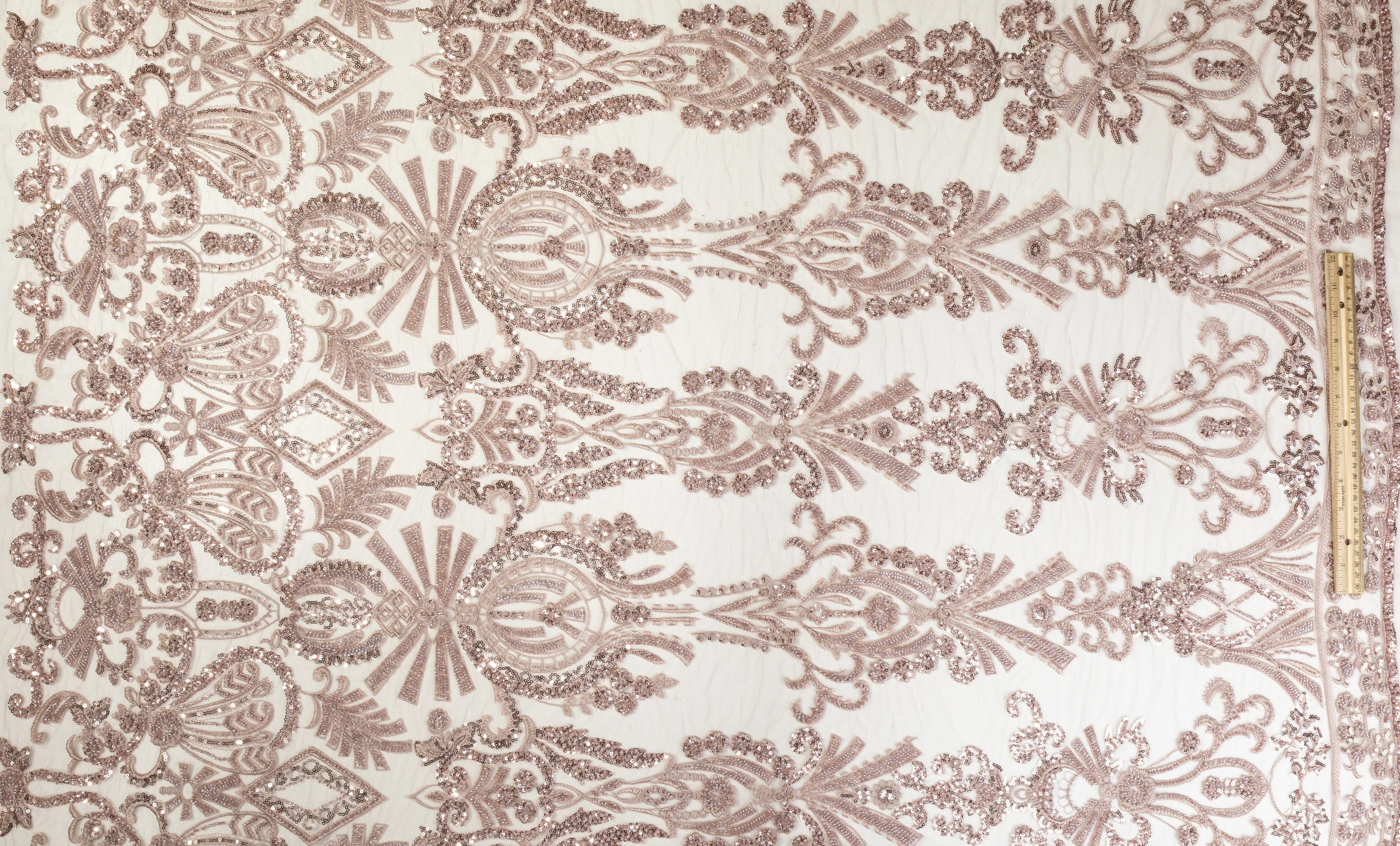 Damask Beaded and Embroidered - Blush