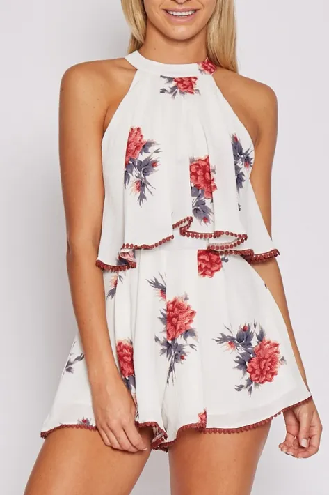 Dance All Night Floral Halter Romper