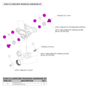 Darco/Lowdown Trunnion Hardware Kit