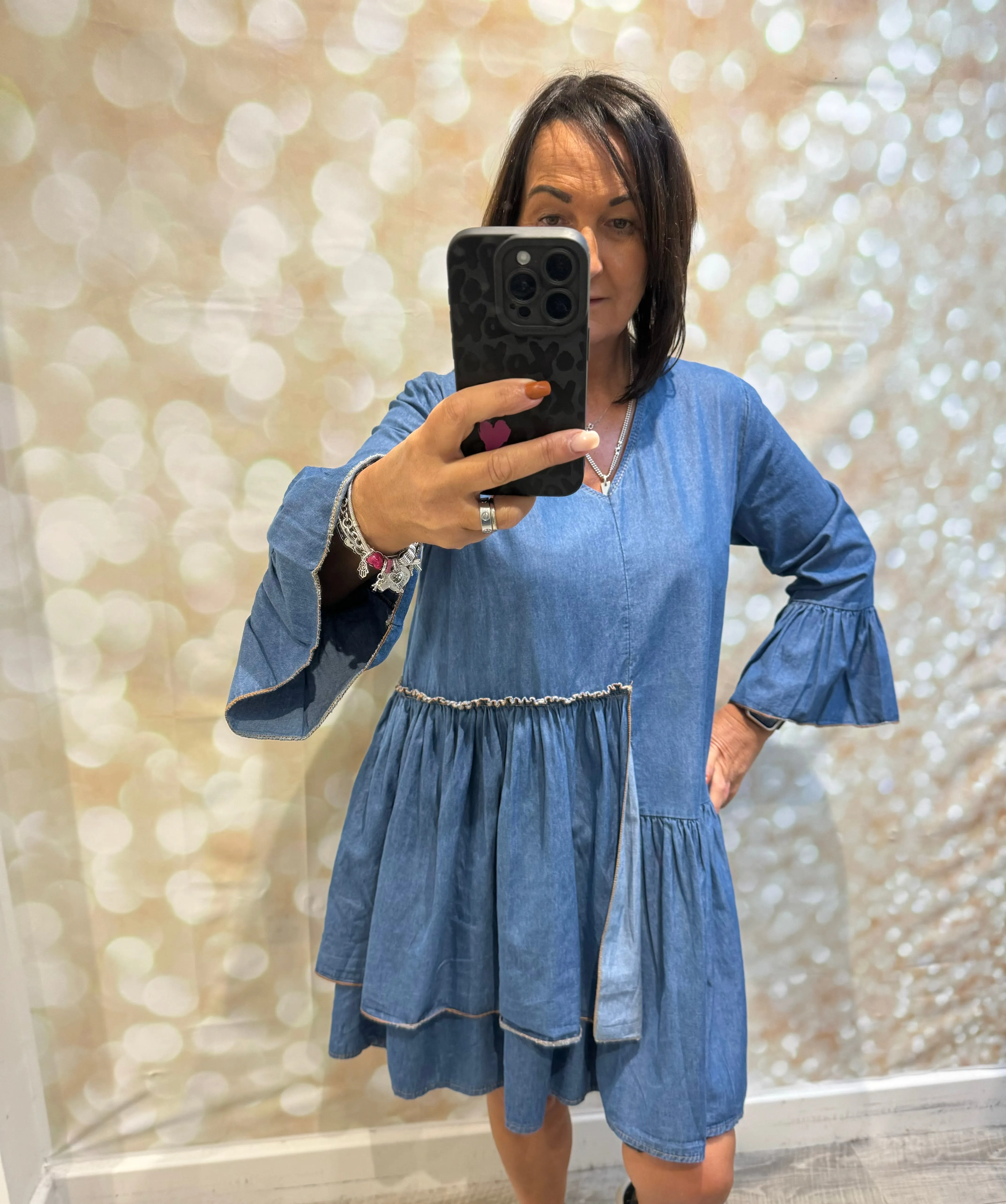 Denim Multi Frill Dress