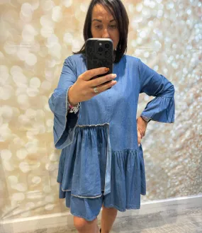 Denim Multi Frill Dress